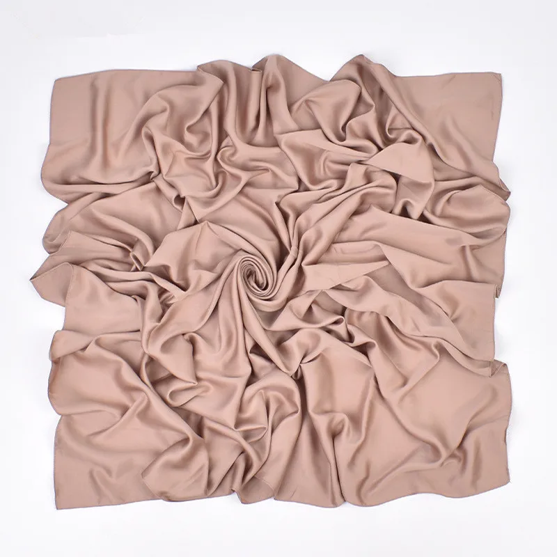 110cm*110cm Einfarbiger Satin Quadratischer Kopfschmuck Damen Mode Quadratischer Kopfwickel Schal Tücher Foulard Hijab Halstuch Bandana – Detail 32