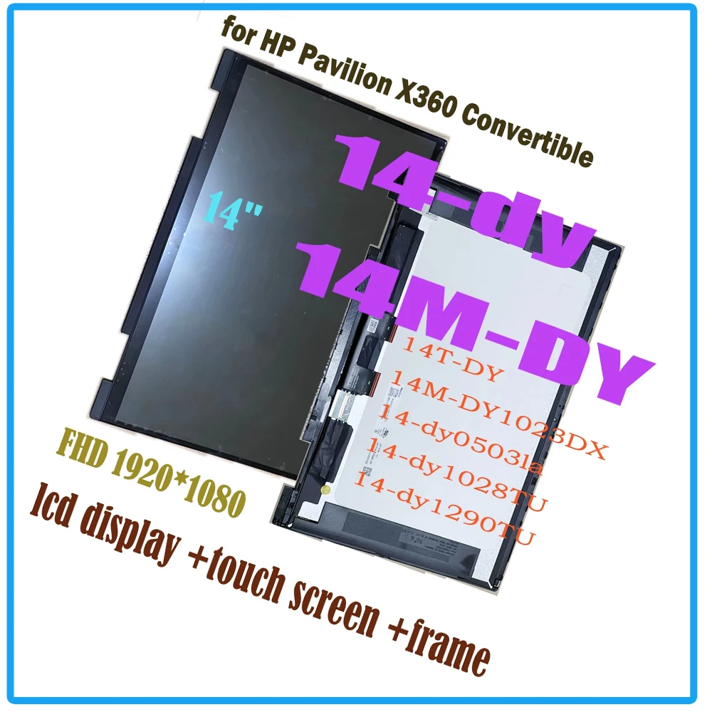 Lcd Fhd Da 14 "Per Hp Pavilion X360 Convertibile 14-Dy 14M-Dy 14T-Dy Display Lcd Muslimex Touch Screen Digitizer Assembly Frame