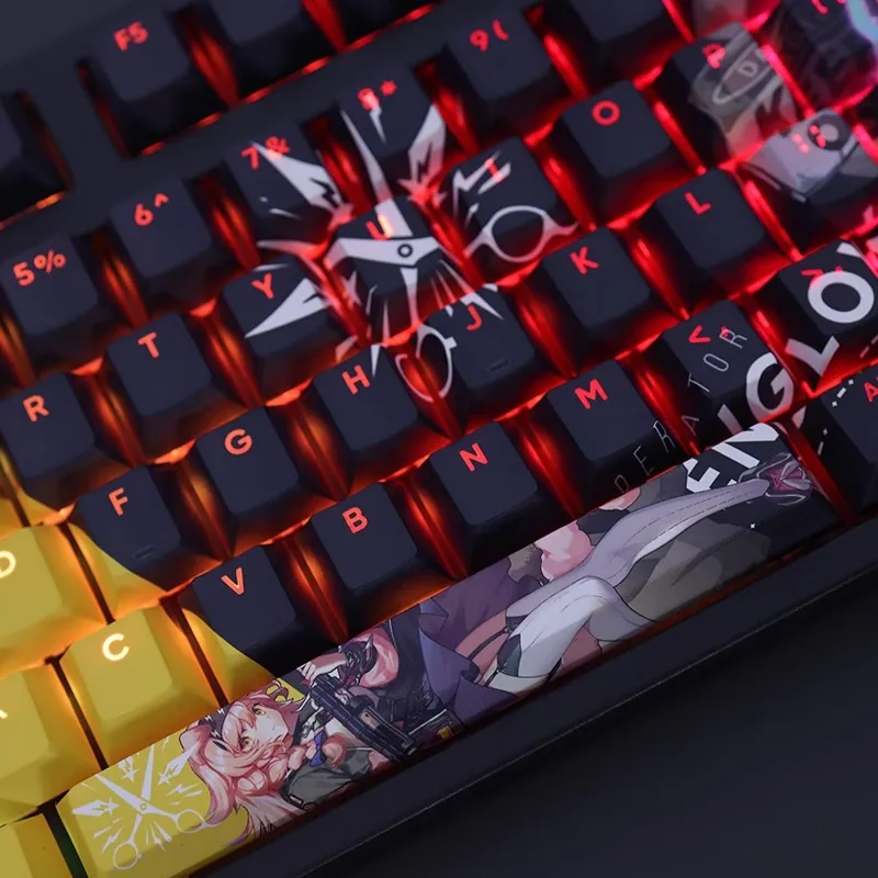 Arknights Goldenglow Keycap Pbt Backlit Keycaps Desenhos Animados Anime Gaming Key Caps para Ansi 61 87 104 108 Conjunto Chaves - Imagem 6