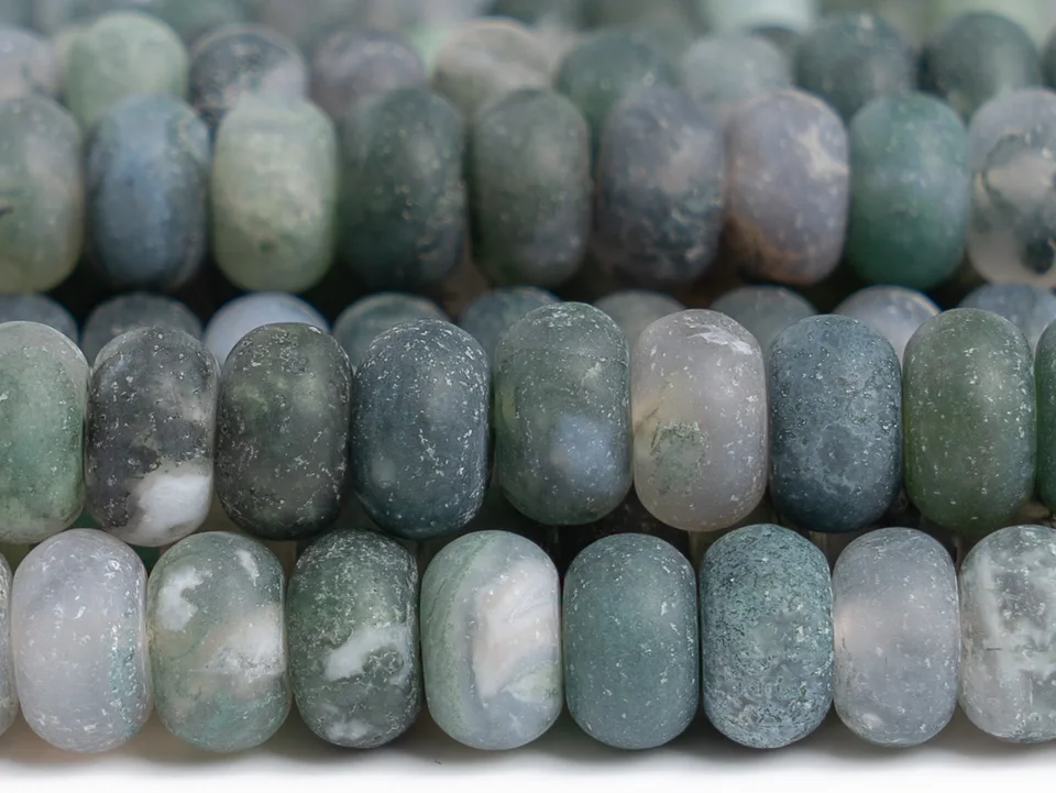 Lot De 19 Perles D'agate Mousse Naturelle - Diamètre 8mm Pour Bijoux DIY