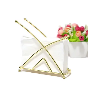 1Pcs Tabletop Napkin Holder Dispenser Stand Dinner Table Napkin Organizer Golden Dining Table Gold Wrought Iron Paper Towel Clip