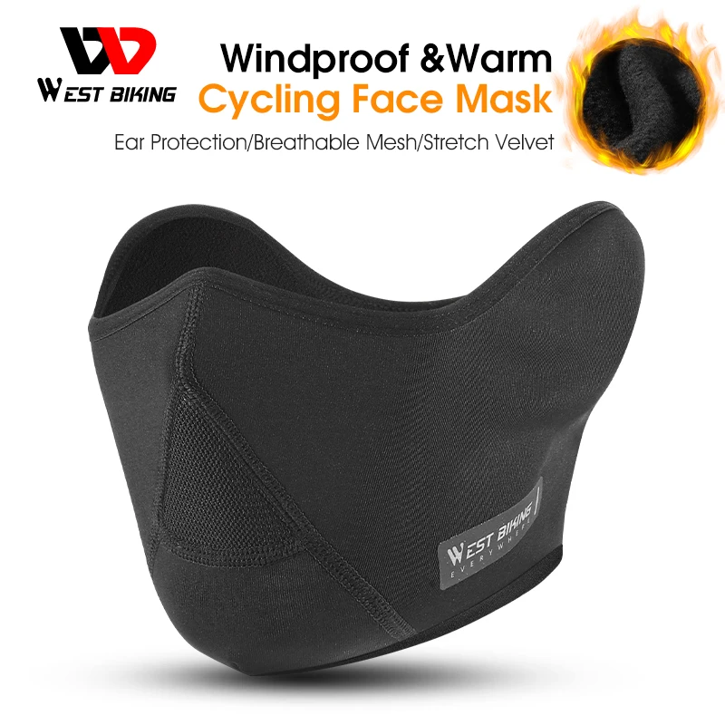 

WEST BIKING Winter Cycling Face Masks Fleece Warm Motorcycle Half Mask Windproof Breathable Ear Protection Scarf Balaclava Caps