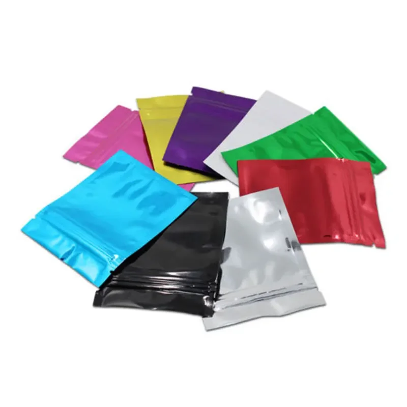 6 sizes 10 colours 100pcs Heat Seal Aluminum Foil Ziplock Bags Flat Zip Lock Package Bag Retail Plastic Foil Zip Bags Reclosable