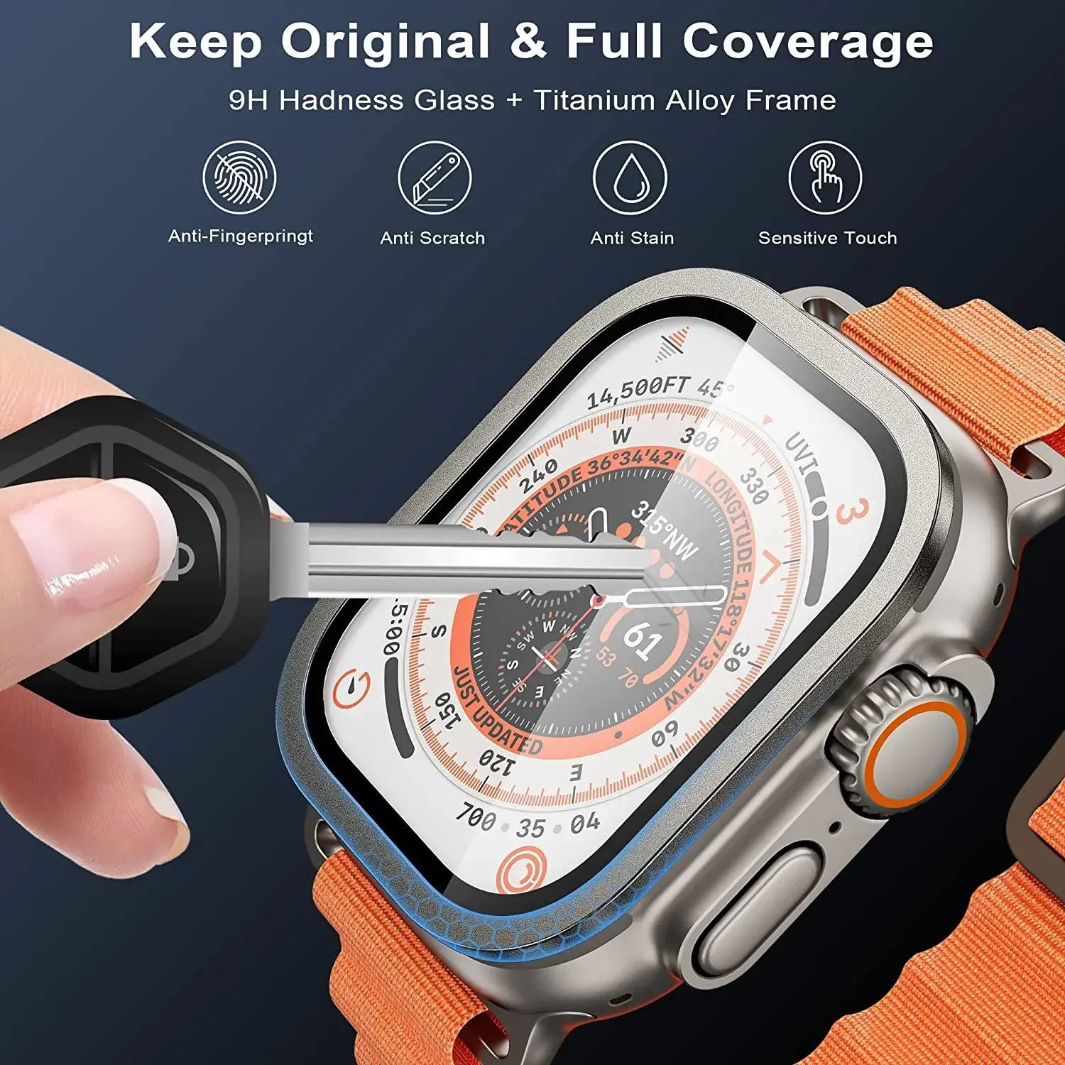 Ultra 49mm Apple Watch Screen Protector with Metal Bumper and Tempered Glass