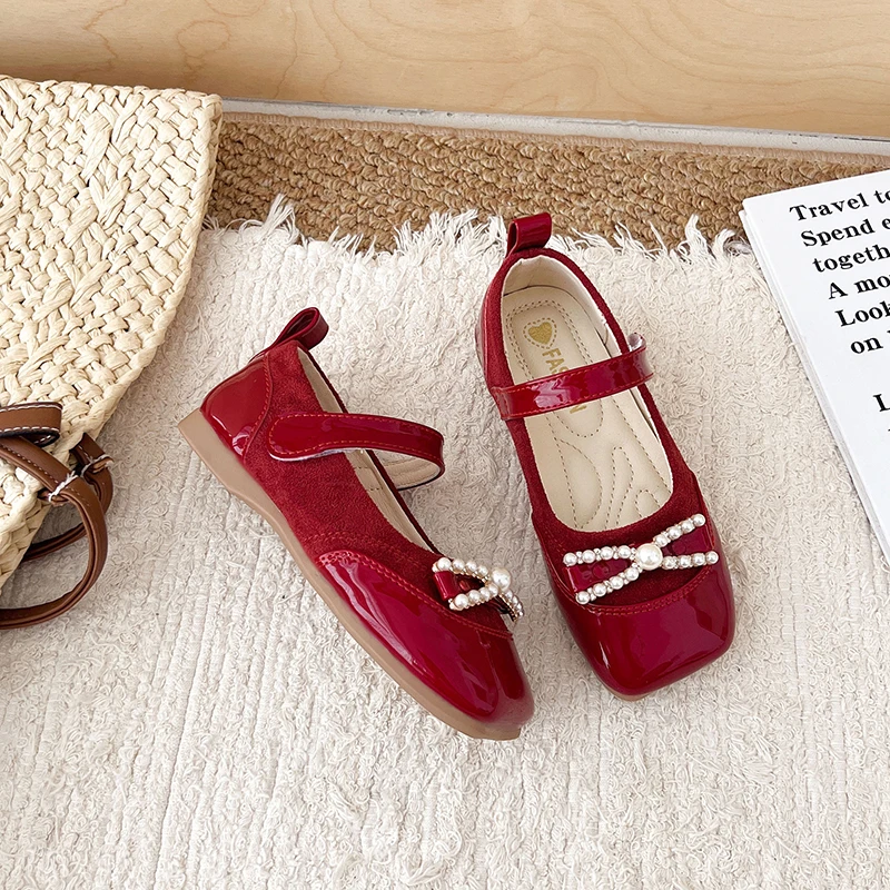 Leather Girls Ankle Strap Shoes for Autumn