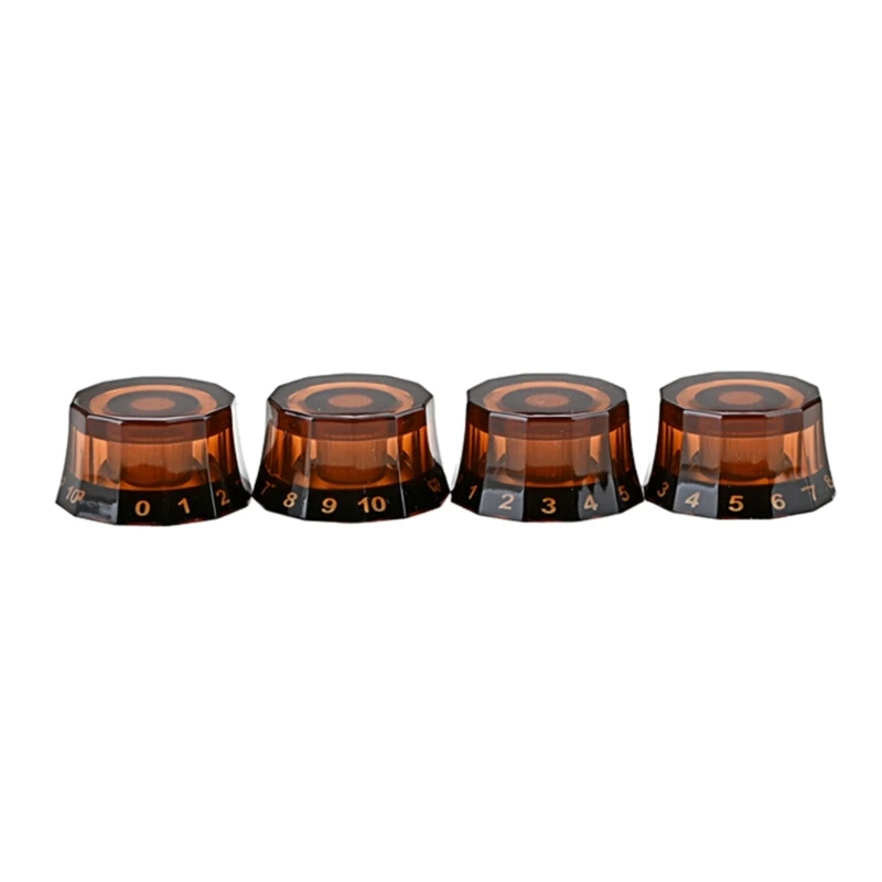 

4Pcs Guitar Knobs Amber Top Hat Knobs Guitar Speed Control Knobs Volume Tone Control Knobs Fits 6mm/0.24" Rotary Shaft G99D