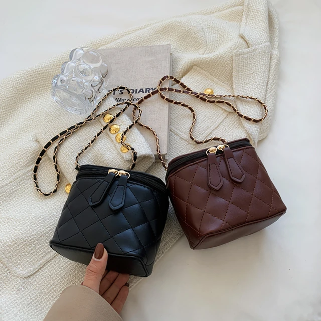 PU Leather Mini Bucket Bags Fashion Chain Ladies Crossbody Bags