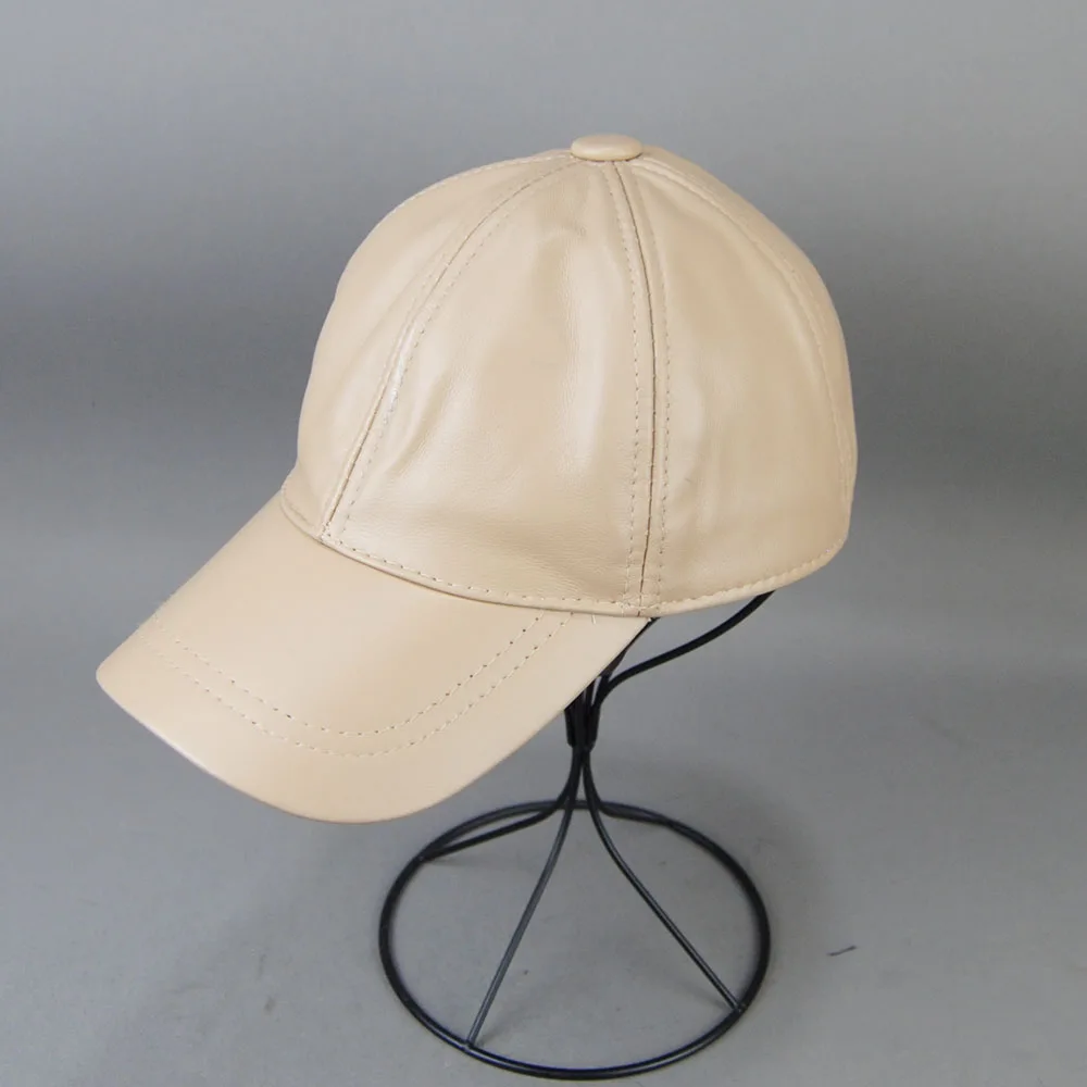 Autumn Winter Unisex Genuine Real Sheepskin Leather Hat Outdoor Casual Trucker Men Temperament Style Snapback Sport Baseball Cap