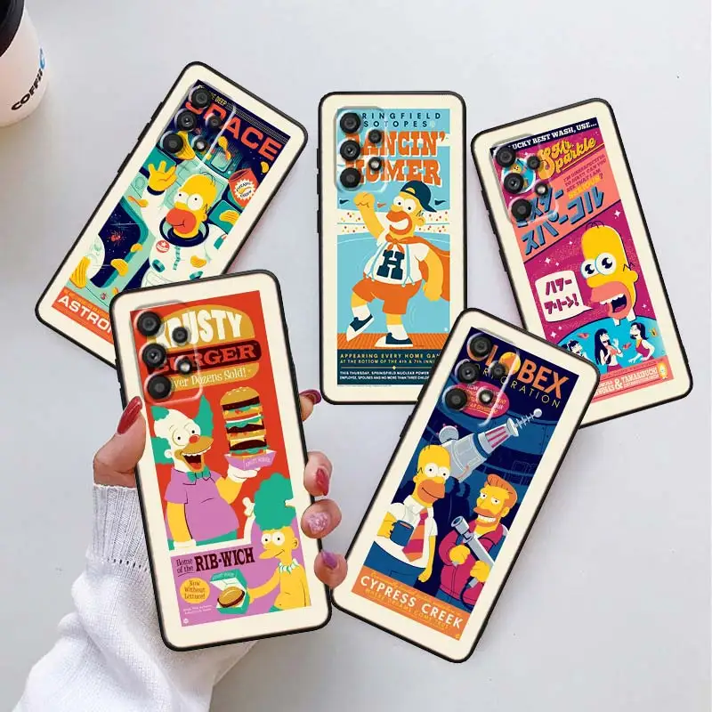 

Disney The Simpsons Cute Phone Case For Samsung A73 A72 A71 A53 A52 A51 A42 A34 A33 A32 A23 A22 A21 A13 A04 A03 5G Black
