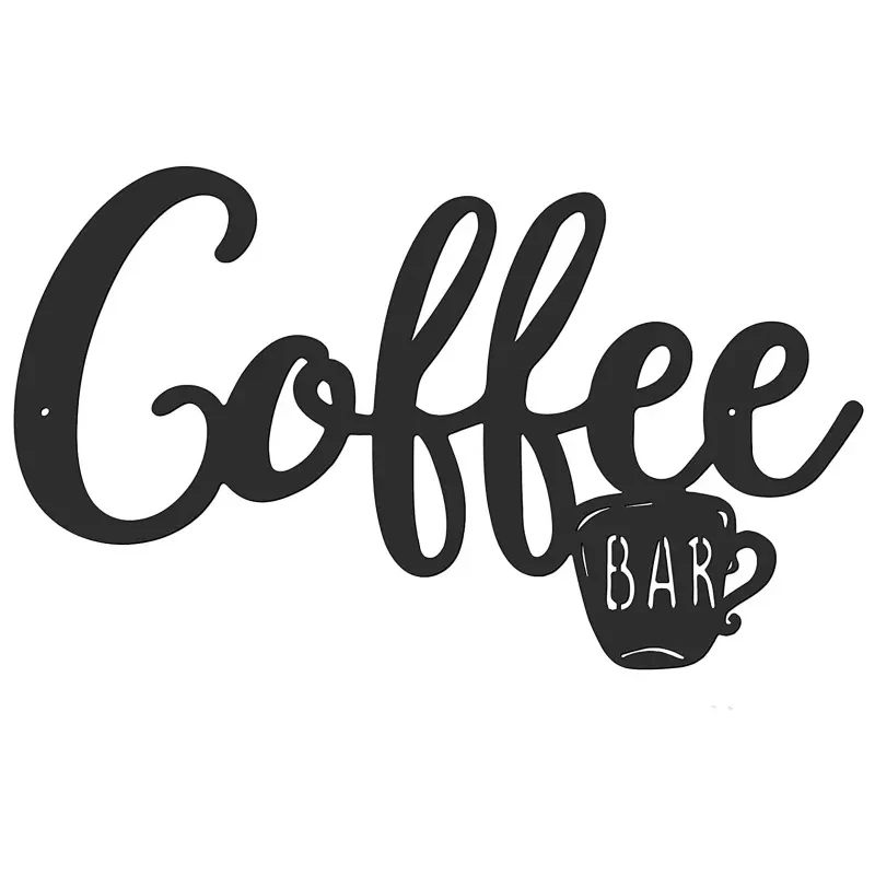 Metal Coffee Sign Tea Cup Bar Sign Hanging Wall Art Decor Coffee Word Letter for Cafe Farmhouse Kitchen Wall Decor