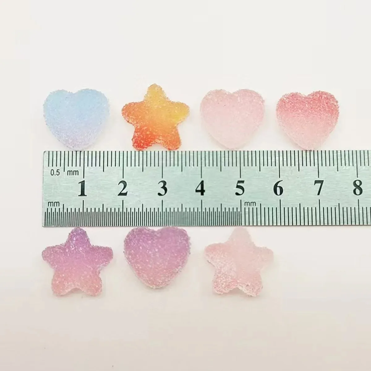 50개 슬라임 그라데이션 별 하트 네일 참 믹스 캔디 레진 참 젤리 카보숑 미니 클레이 폴리머 슬라임 비즈 네일 장식