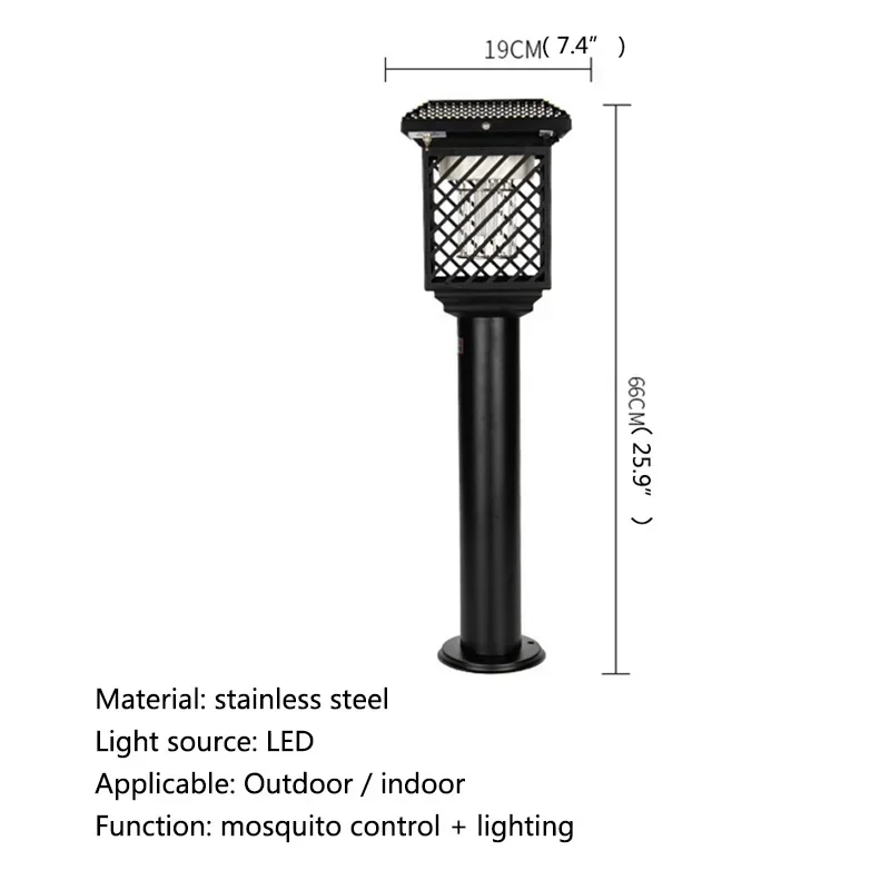 ASHER Solar Mosquito Killer Lamp Outdoor Electric Shock Vintage Trap Repellent Lawn Light Waterproof for Garden Balcony Porch