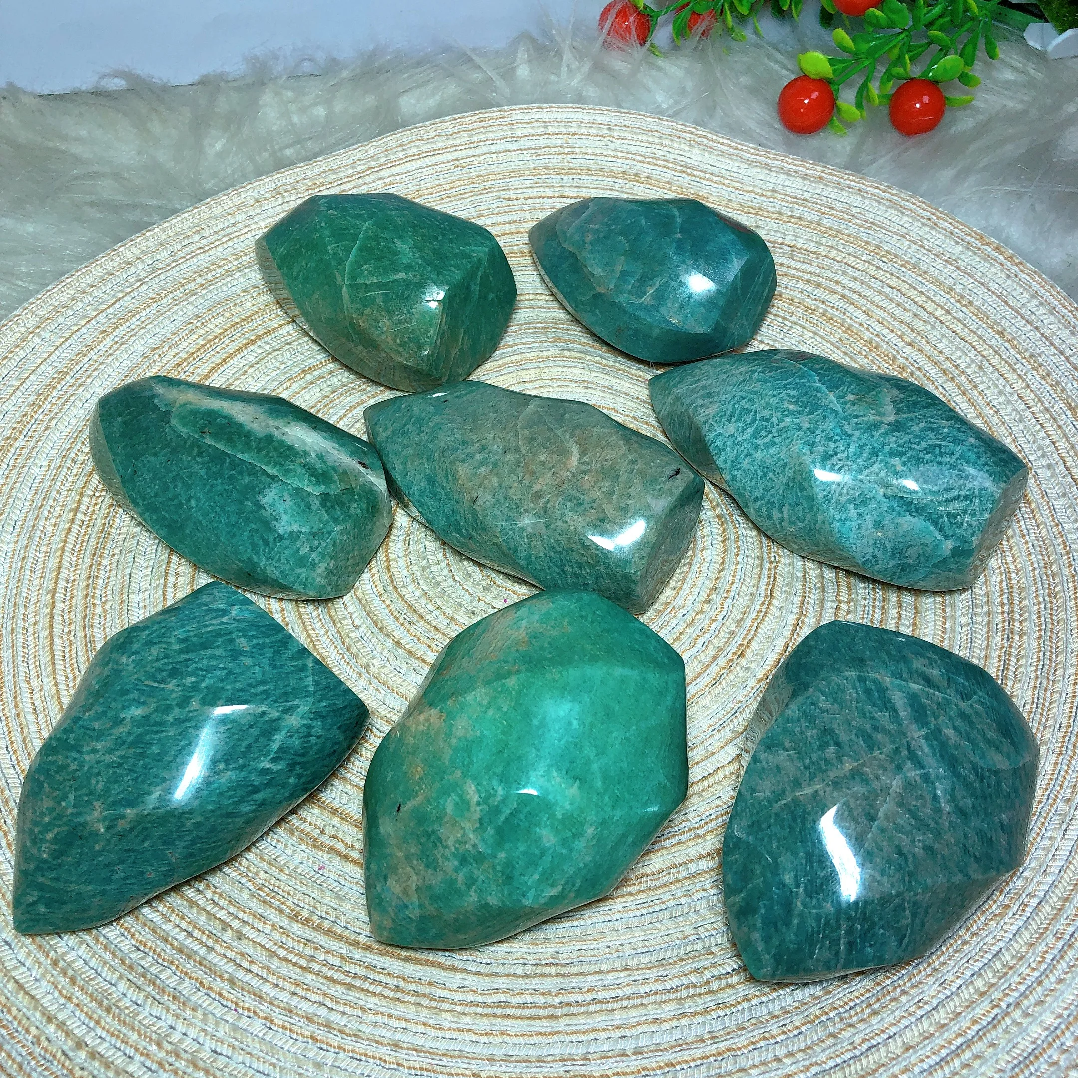 High Quality Natural Crystals Amazonite Flame Polished Ornament Healing Home Decoration Stone Room Decor Gift Mineral 5