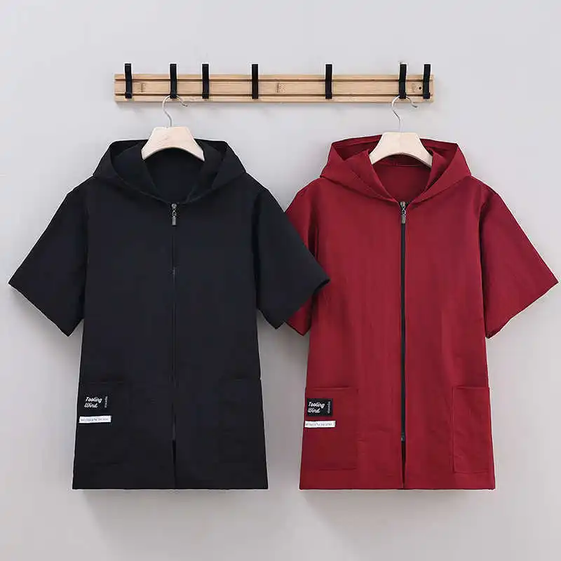 반팔 작업복 방수 애완동물 미용 가운 통기성 미용실 미용 유니폼 야외 정원 앞치마