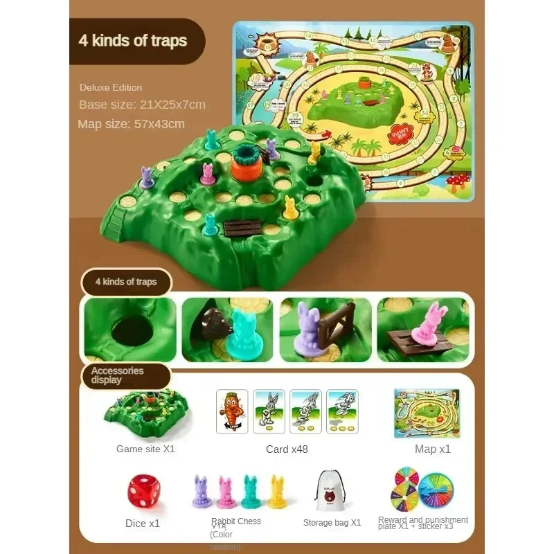 Rabbit Trap Puzzle Toy Children's Dual Play Multiplayer Board Game Competition Parent Child Interactive Strategy Game 1-9Pcs board game,board game toy