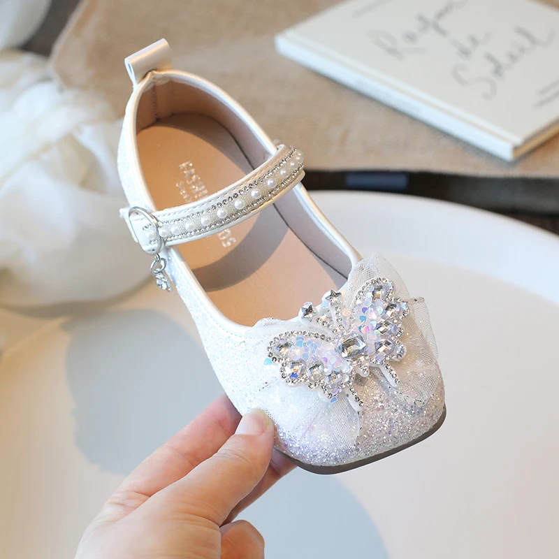 Children Soft Princess Crystal Shoes for Party Wedding Shows Flats Kids Fashion Casual Girls Mary Janes New