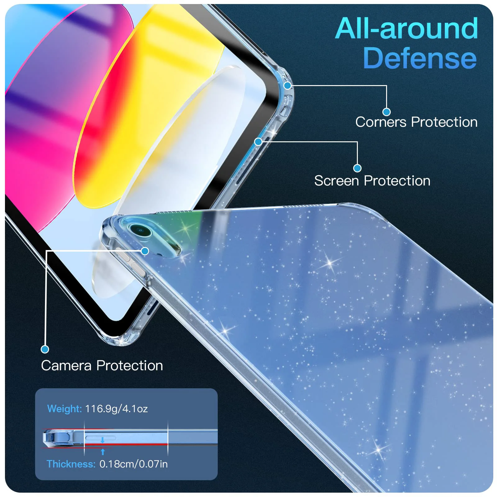 Glitter Case for iPad (A16) 11th Generation 11 Inch 2025/10th Generation 10.9 Soft Silicone Shell Shimmering Glittering Case - 4