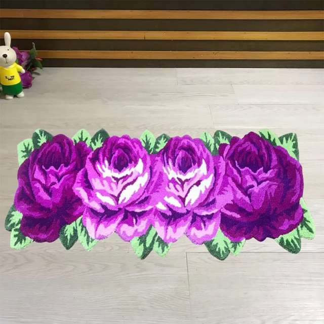 Latch hook yarn Carpet embroidery Latch hook rug kit with printed pattern Rose Crafts for adults Rug making kits Handcraft