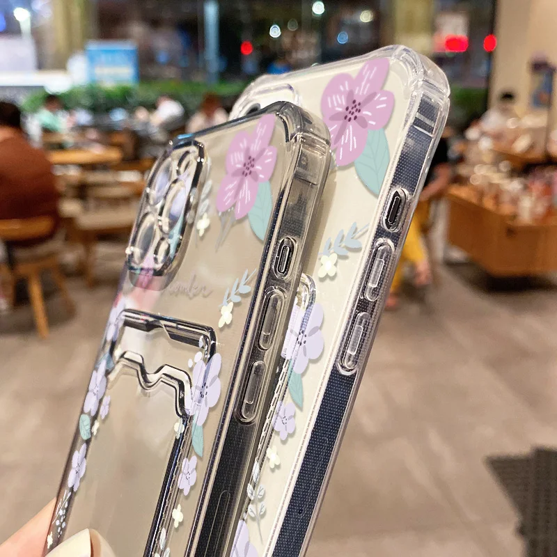 Floral Wallet Phone Case with Card Holder and Protective Cover