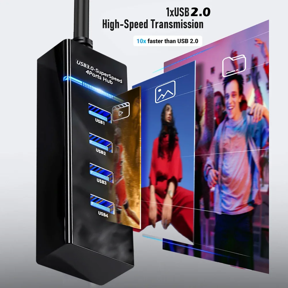 USB C 허브 고속 멀티 USB 2.0 분배기, C 타입 TYPE-C USB 확장기 전원 어댑터, PC 컴퓨터 사무용품, 4 포트