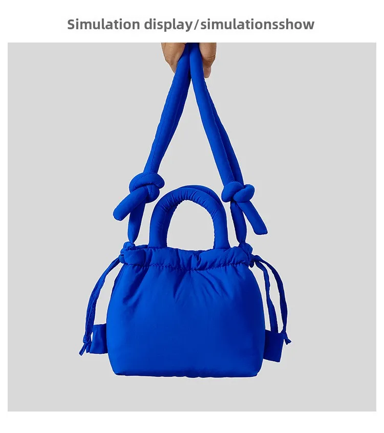 Personalisierte modische Umhängetasche, Nischendesign, neue, mit Baumwolle gefüllte Nylon-Umhängetasche für Damen, weiche und leichte, plissierte Seil-Kleinhandtasche_voghion.com