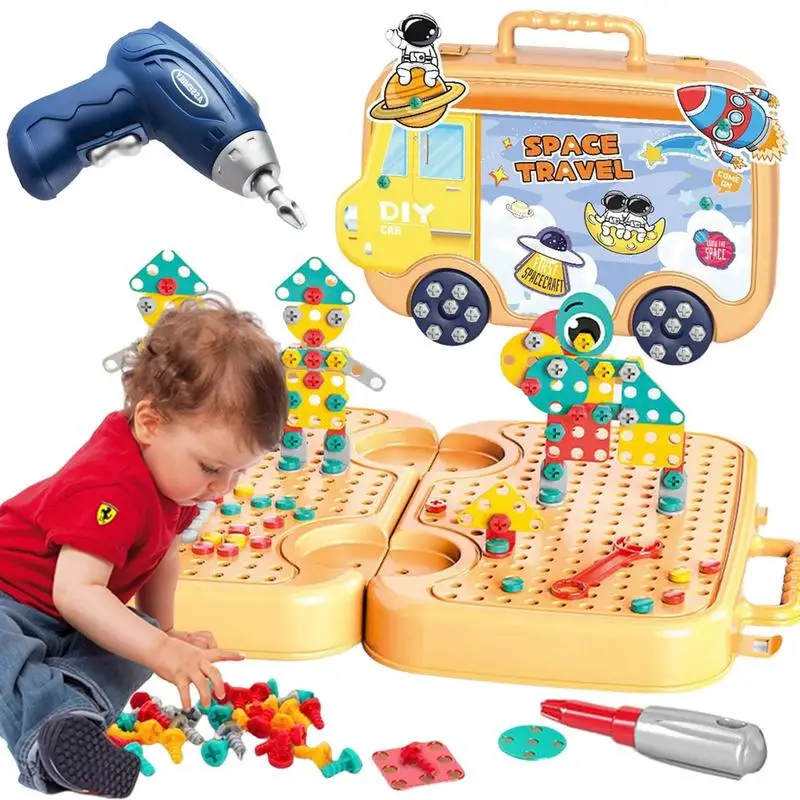 

Детский набор сверл и винтов, детские строительные игрушки, креативная сборка, ящик для инструментов, игрушка, развивающая игрушка, блоки для развития мелкой моторики