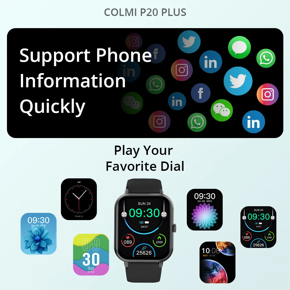 COLMI P20 ÷ Smartwatch 1.83 ġ  ȭ  ڵ   100 +   Ʈ ġ  