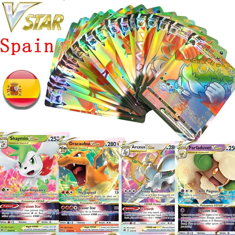 Spanish Pokemon Card Shining Cards Game Vstar TAG TEAM VMAX GX V MAX Battle  Carte Trading Children Toy