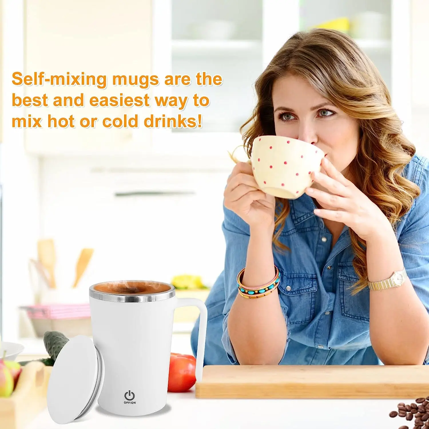 Electric Hot Self Stirring Coffee Mug Automatic Self Mixing