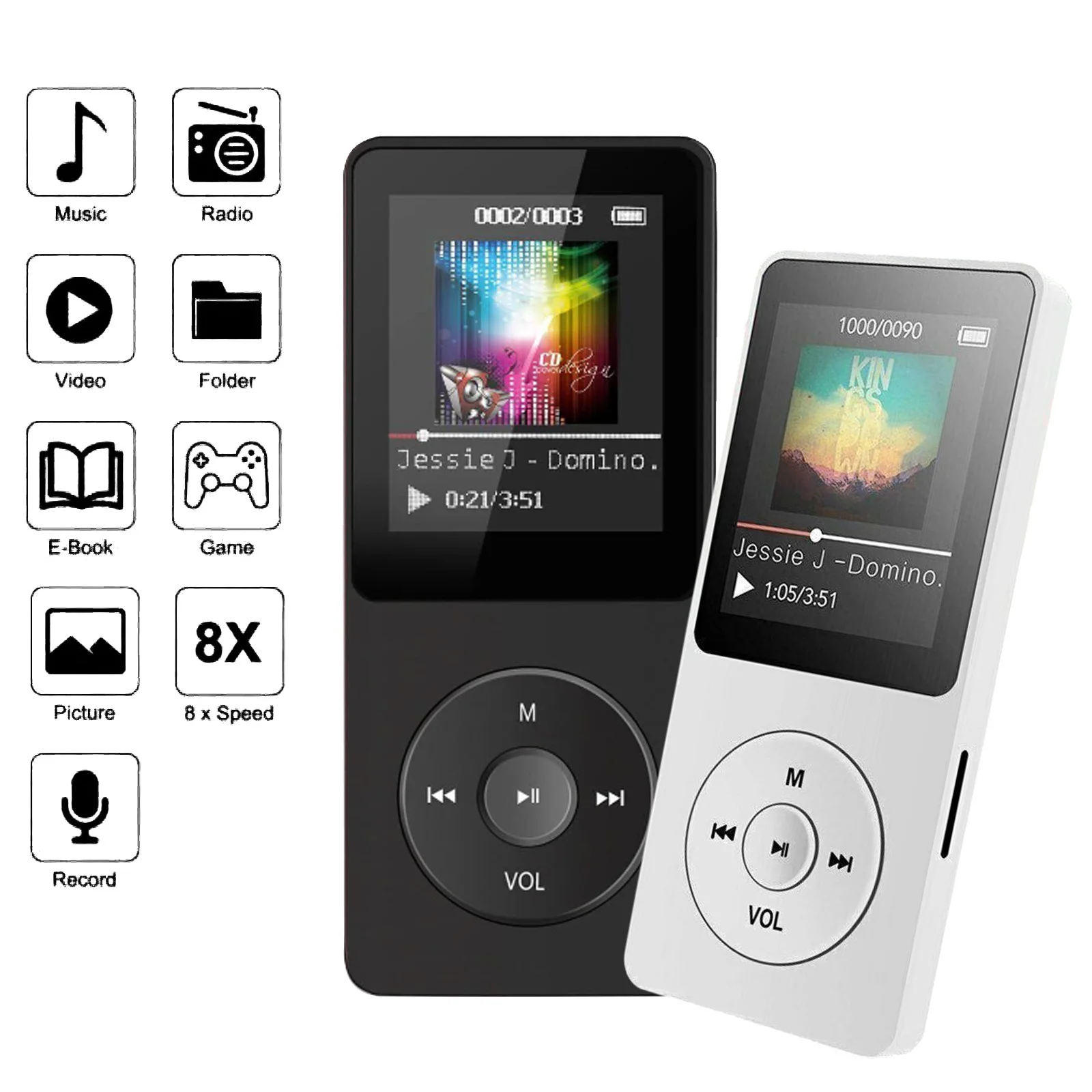 

Портативный MP3-плеер с поддержкой Bluetooth, 8 Гб памяти, 40 часов воспроизведения