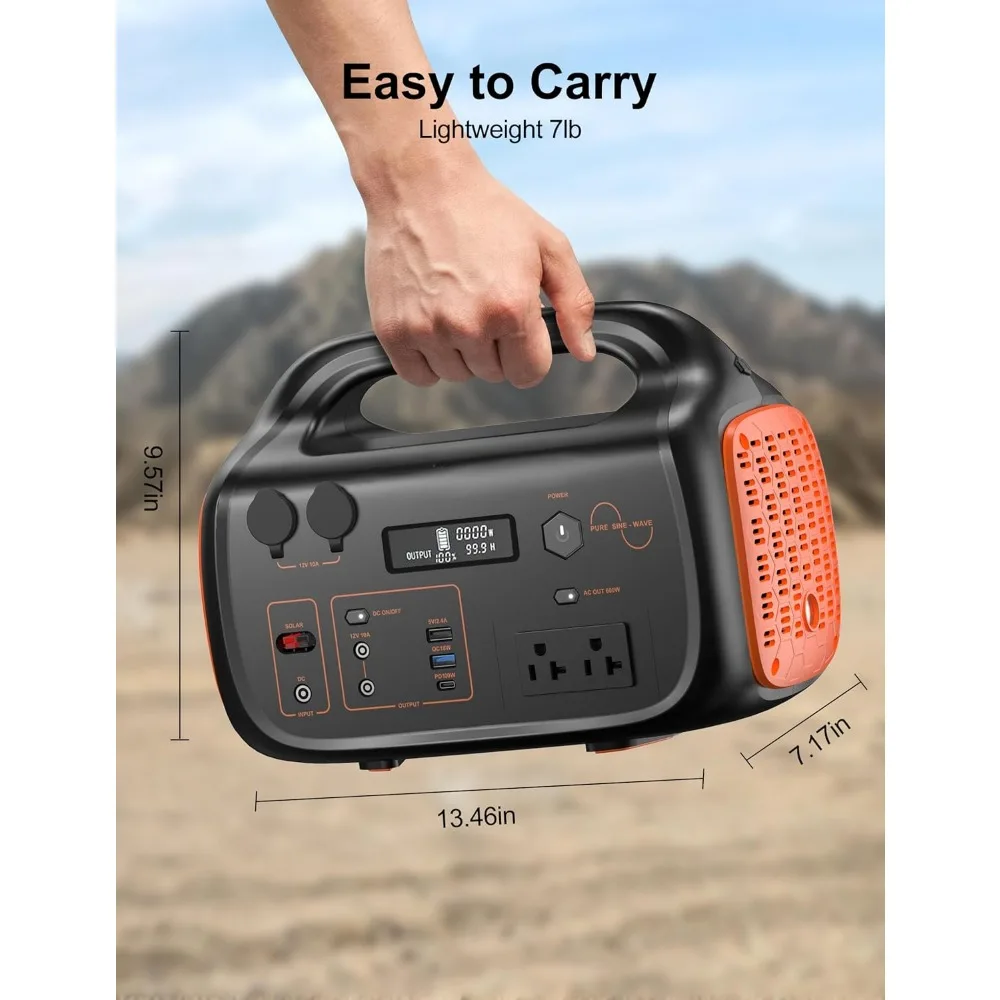 Portable Power Station Ports Camping Power Bank for Outdoors Home LED Lithium Battery Backup with USB-C Solar gene 2