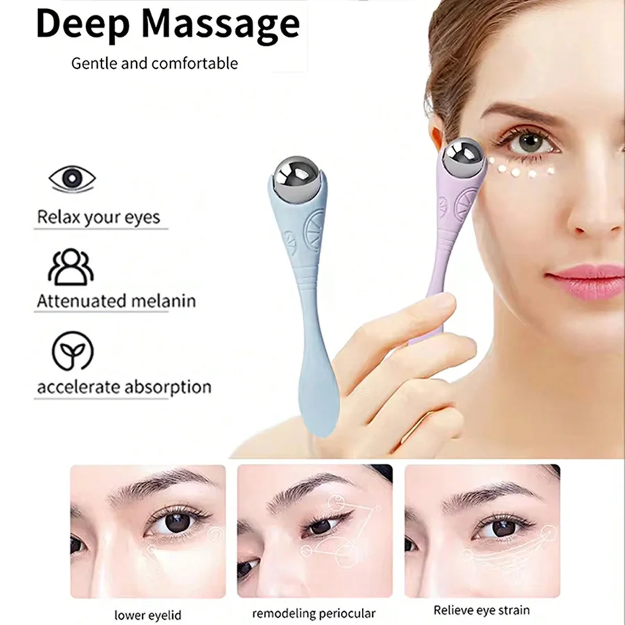 Double-ended Massage Stick Dual-purpose Scooping ended Eye Cream Double-headed 360° Roller Multi-purpose Reduce Eye Lines