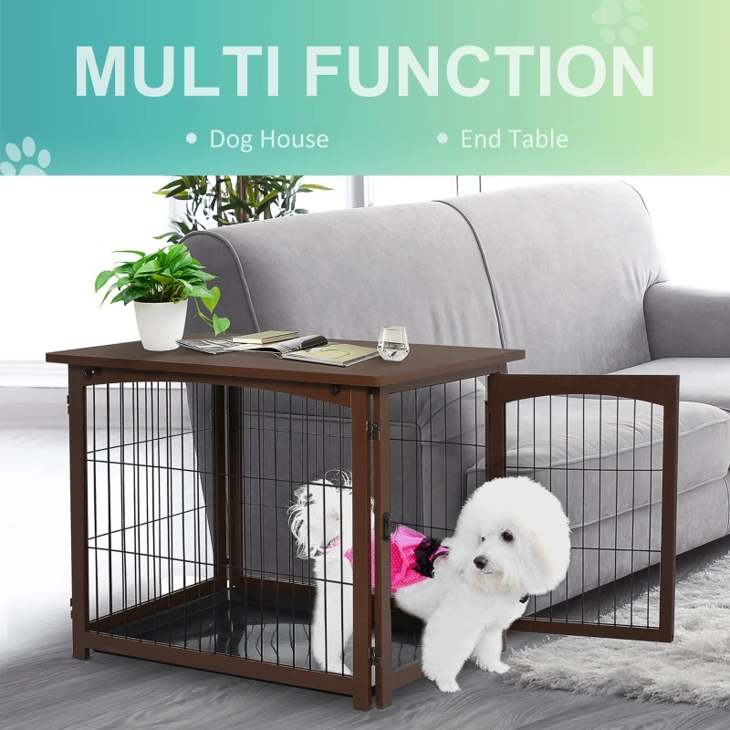 Title 5, Wooden Decorative Dog Cage Pet Crate Fence Side...