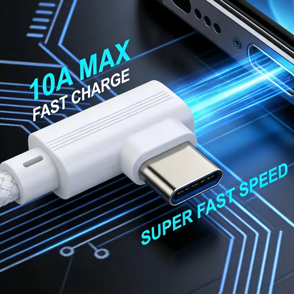 Super Fast Charging 90° Elbow USB-C Data Cable - Multiple Lengths Available