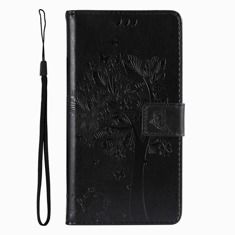 Charming Cat Tree Wallet Case with Card Slots and Protective Cover