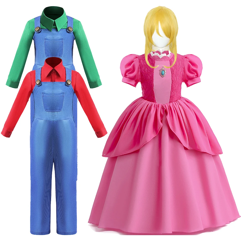 

Girls and Boys Game Role Halloween Carnival Princess Sweet Girls Costume Girl Pink Clothes Cosplay Children Fancy Peach Dress