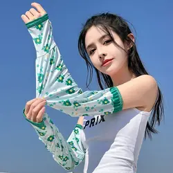 For Women Cycling Driving For Girl Sun Protection Flower Arm Sleeves Sunscreen Sleeves Cooling Sleeves Ice Silk Sleeve