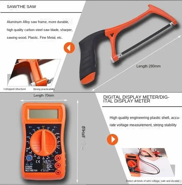 16.8V 120 In 1 Household Hardware Tool Set Lithium Battery Power Tool Electric Drill Combination Set Toolbox Pliers Saws Hammer 4