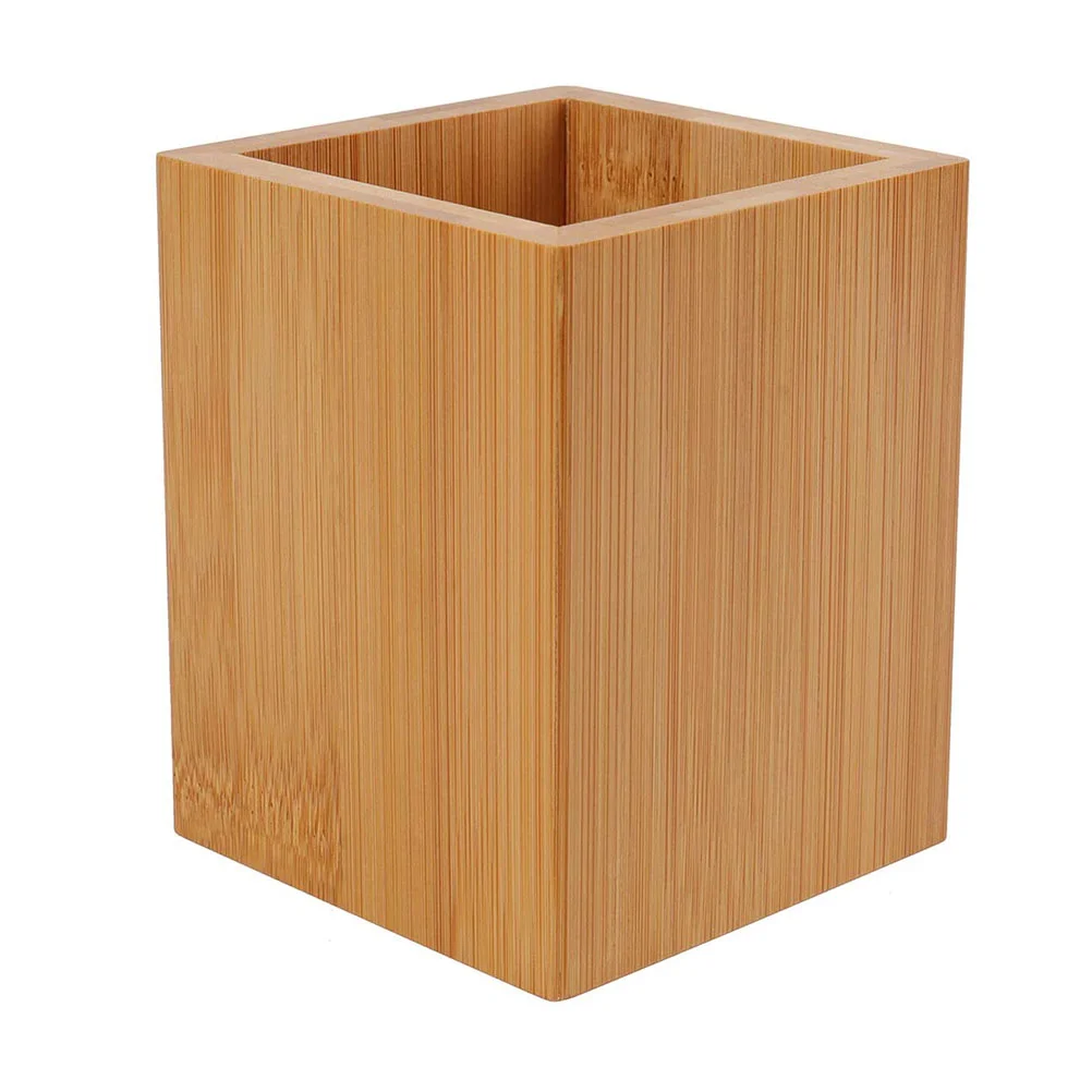 Bamboo Wood Finishing Box Creative Decor Desk Decorations Office Pen Style Storage Bucket Pot Holder Case Toiletry Containers