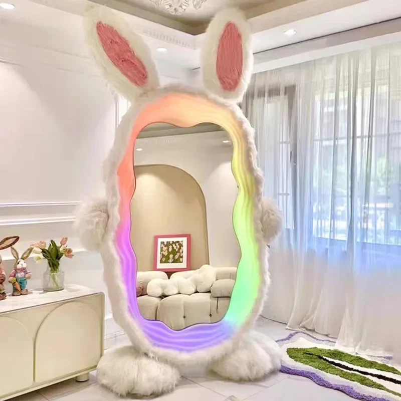 Rabbit Memphis Large Mirror Living Room Standing Girls Makeup Full Body Mirror Design Funky Quality Creative Espejos Decoration