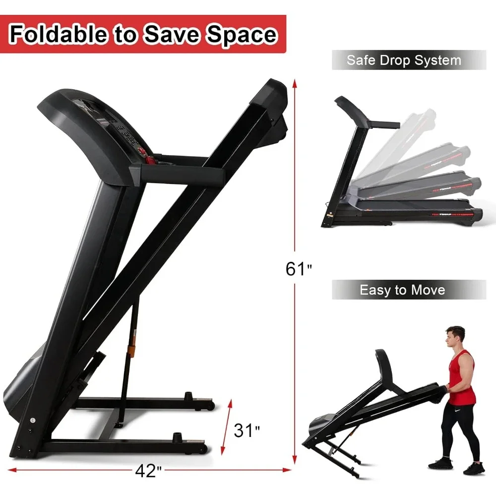 Folding Treadmill with Auto Incline 15% Ultra Large Running Area Heart Rate Monitor Armband HRC Training for Home Walking