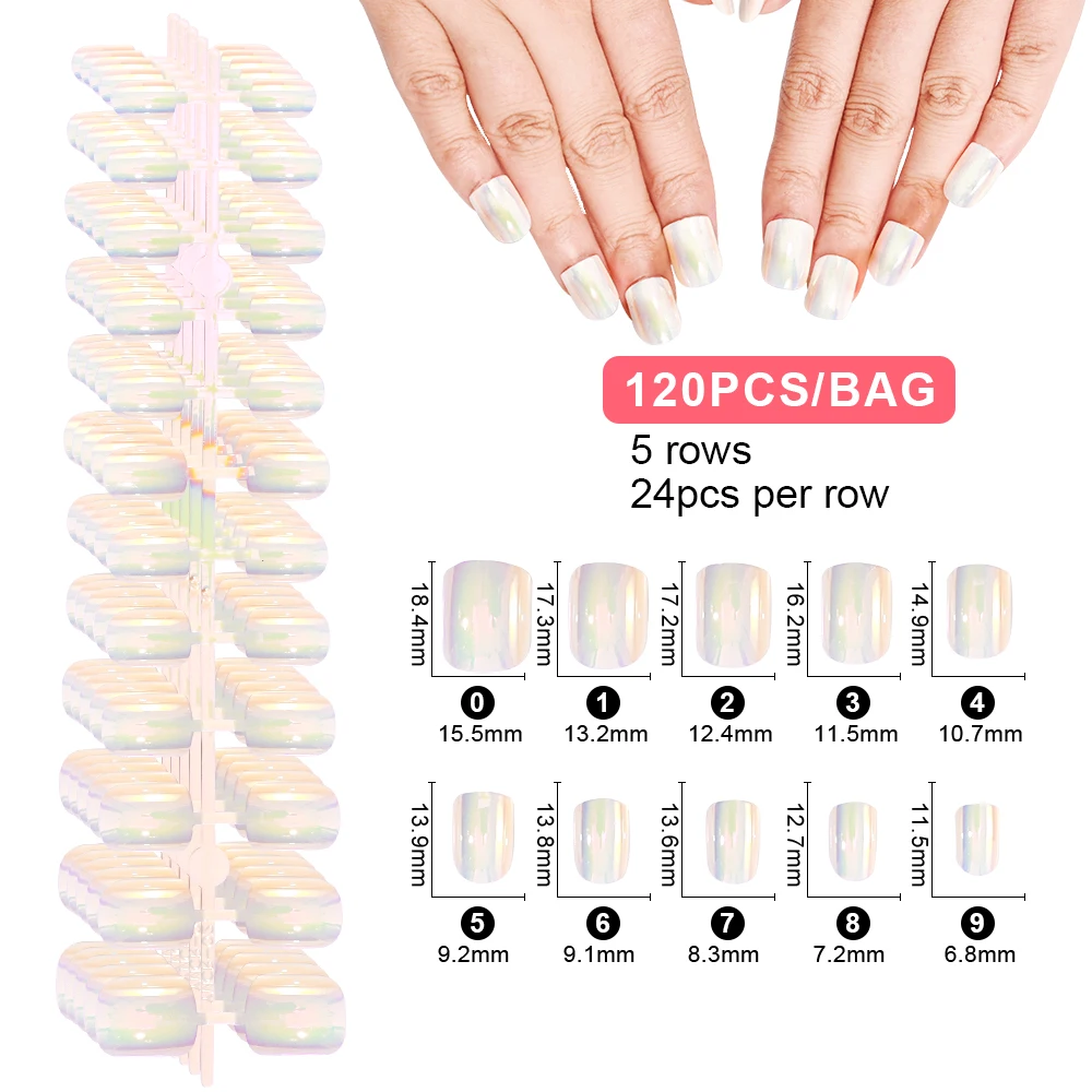 120pcs Detachable Square Coffin Fake Nail Tips