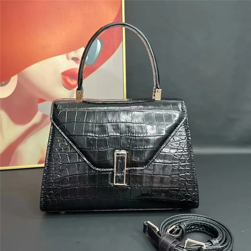 

Exotic Genuine Alligator Skin Lady Small Handbag Authentic Crocodile Leather Women Classic Black Purse Female Cross Shoulder Bag