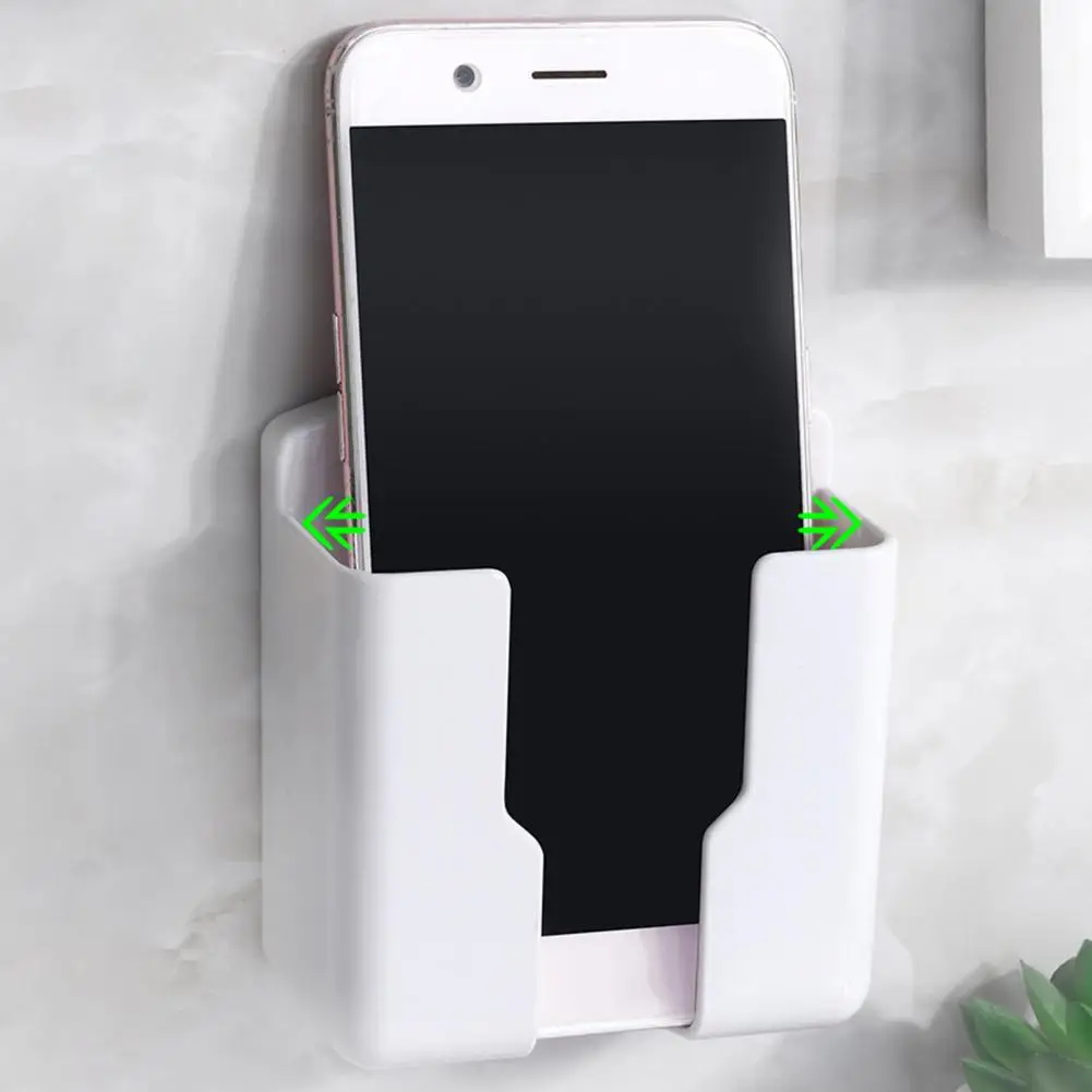 Space-saving White Daily Use Wall Phone Charging Remote Control Rack Dorm Supplies