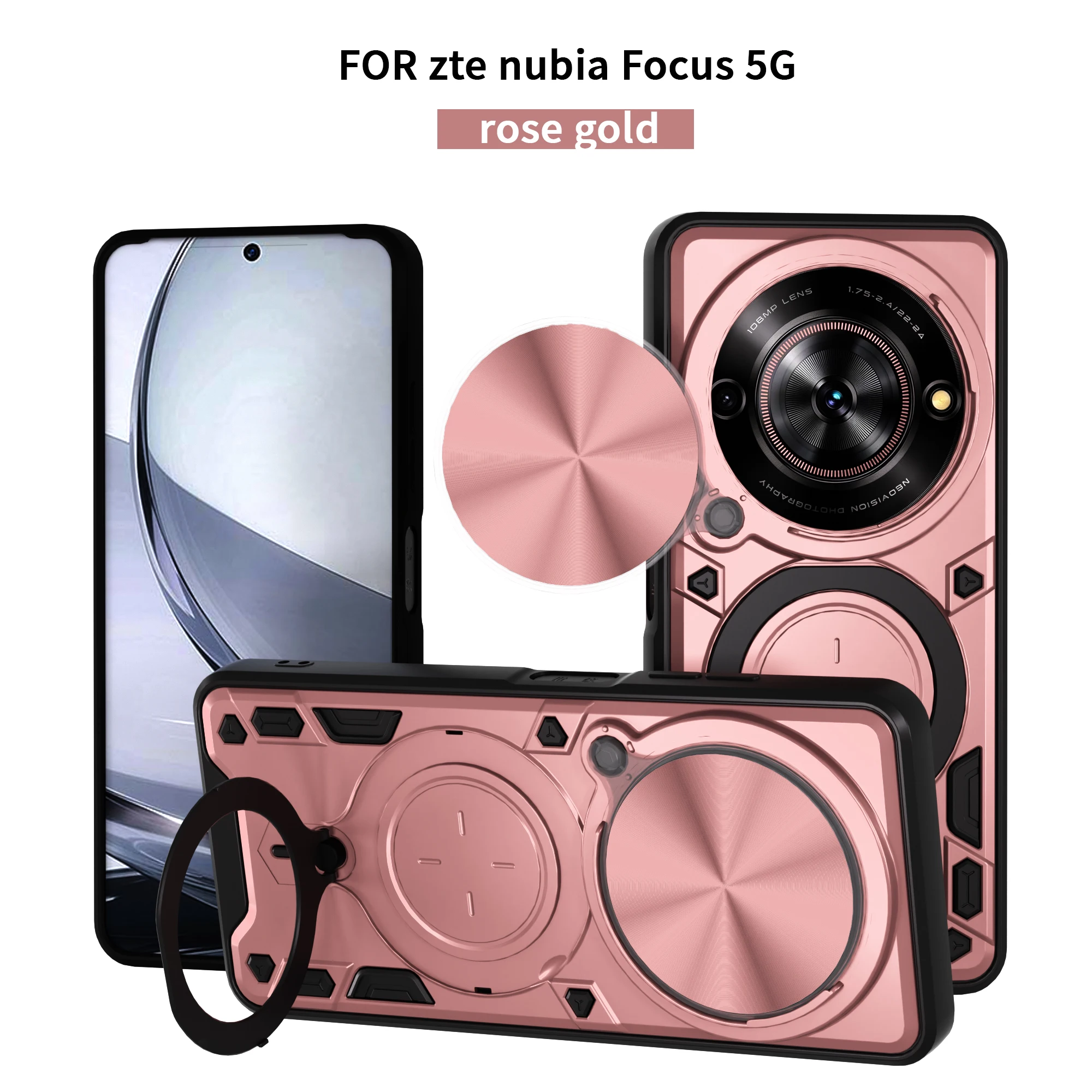 Heavy Duty Rugged Armor Phone Case with Magnetic Bracket and Slide Camera Protection Cover