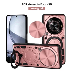 Heavy Duty Rugged Armor Phone Case with Magnetic Bracket and Slide Camera Protection Cover for ZTE nubia Focus (JS pink)