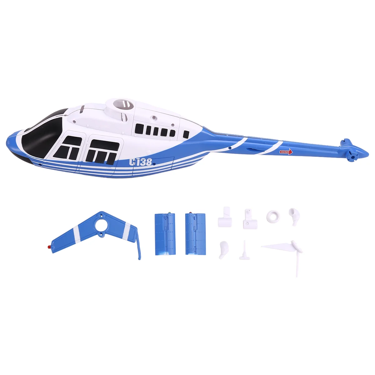 Kit coque fuselage C138 pour hélicoptère RC ERA Bell 206 1:33 - Pièce de rechange bleue, vue de dessus
