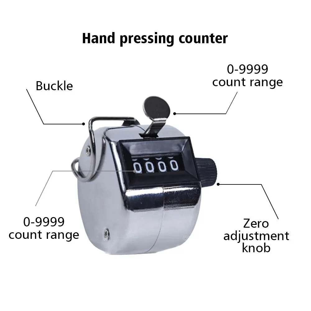 1PC 4 Digit Mini Hand Held Tally Counter Digital Golf Clicker Manual Training Counting Max 9999