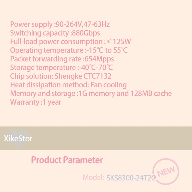 XikeStor L3 관리형 24포트 10G RJ45 2포트 100G QSFP28 VLAN/포트 집계/DHCP/라우팅 지원 WEB/CLI 관리