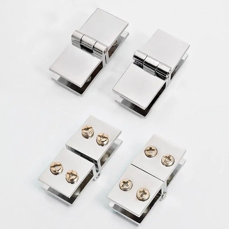 90 180 Degree Bilateral Clip Home Easy Install Glass Clamp Zinc Practical Durable Cabinet Door Hinge Bathroom Furniture Cupboard